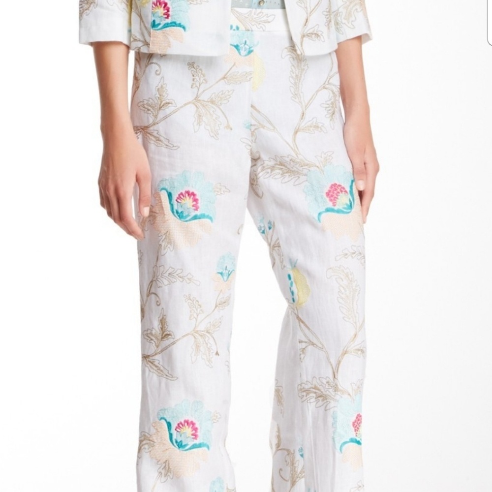 Paperwhite Embroidered Linen pants